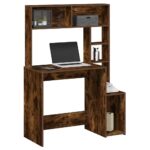 vidaXL skrivebord m. hylder 100x45x140 cm konstrueret træ røget egetræ - Kategori: Egetræshylder til hjemmet 4 vidaXL skrivebord m. hylder 100x45x140 cm konstrueret træ røget egetræ