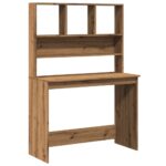 vidaXL skrivebord m. hylder 102x45x148 cm konstrueret træ kunsteg - Kategori: Egetræshylder til hjemmet 4 vidaXL skrivebord m. hylder 102x45x148 cm konstrueret træ kunsteg