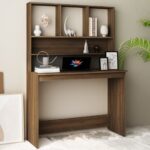 vidaXL skrivebord m. hylder 110x45x157 cm konstrueret træ brun egetræ
