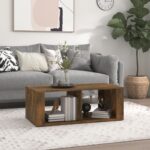 vidaXL sofabord 100x50x36 cm konstrueret træ røget egetræsfarve - Kategori: Egetræshylder til hjemmet 4 vidaXL sofabord 100x50x36 cm konstrueret træ røget egetræsfarve