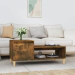 vidaXL sofabord 100x50x45 cm konstrueret træ røget egetræsfarve - Kategori: Egetræshylder til hjemmet 4 vidaXL sofabord 100x50x45 cm konstrueret træ røget egetræsfarve