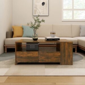 vidaXL sofabord 102x55x42 cm konstrueret træ røget egetræsfarve