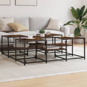 vidaXL sofabord 121x121x40 cm konstrueret træ røget egetræsfarve