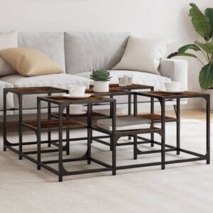 vidaXL sofabord 91x91x40 cm konstrueret træ røget egetræsfarve