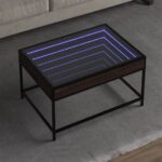 vidaXL sofabord med Infinity LED-lys 70x50x41 cm brun egetræsfarve - Kategori: Egetræshylder til hjemmet 4 vidaXL sofabord med Infinity LED-lys 70x50x41 cm brun egetræsfarve