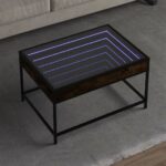 vidaXL sofabord med Infinity LED-lys 70x50x41 cm røget egetræsfarve