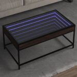 vidaXL sofabord med Infinity LED-lys 90x50x41 cm brun egetræsfarve - Kategori: Egetræshylder til hjemmet 4 vidaXL sofabord med Infinity LED-lys 90x50x41 cm brun egetræsfarve