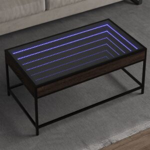 vidaXL sofabord med Infinity LED-lys 90x50x41 cm brun egetræsfarve