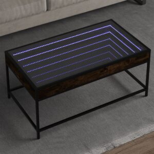 vidaXL sofabord med Infinity LED-lys 90x50x41 cm røget egetræsfarve