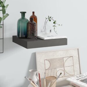 vidaXL svævehylde 23x23x3,8 cm MDF grå højglans