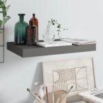 vidaXL svævehylde 40x23x3,8 cm MDF grå højglans - Kategori: Stilfulde svævehylder 4 vidaXL svævehylde 40x23x3,8 cm MDF grå højglans
