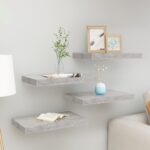 vidaXL svævehylder 4 stk. 40x23x3,8 cm MDF betongrå - Kategori: Stilfulde svævehylder 4 vidaXL svævehylder 4 stk. 40x23x3,8 cm MDF betongrå