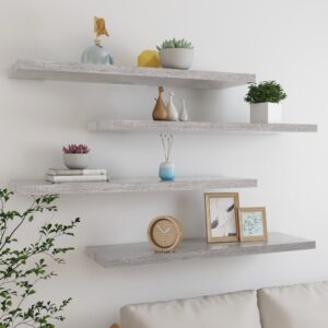 vidaXL svævehylder 4 stk. 90x23,5x3,8 cm MDF betongrå