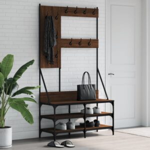 vidaXL tøjstativ med skoopbevaring 100x40x184 cm brun egetræsfarve