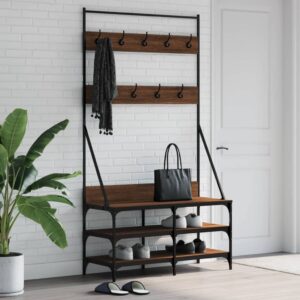 vidaXL tøjstativ med skoopbevaring 100x40x184 cm brun egetræsfarve