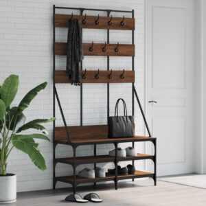 vidaXL tøjstativ med skoopbevaring 100x40x184 cm brun egetræsfarve