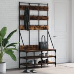 vidaXL tøjstativ med skoopbevaring 100x40x184 cm røget egetræsfarve