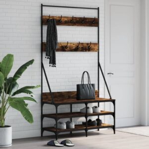 vidaXL tøjstativ med skoopbevaring 100x40x184 cm røget egetræsfarve