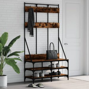 vidaXL tøjstativ med skoopbevaring 100x40x184 cm røget egetræsfarve