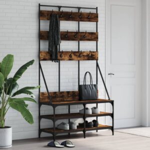 vidaXL tøjstativ med skoopbevaring 100x40x184 cm røget egetræsfarve