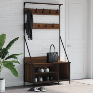 vidaXL tøjstativ med skoopbevaring 100x41x184 cm brun egetræsfarve