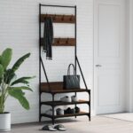 vidaXL tøjstativ med skoopbevaring 70x40x184 cm brun egetræsfarve