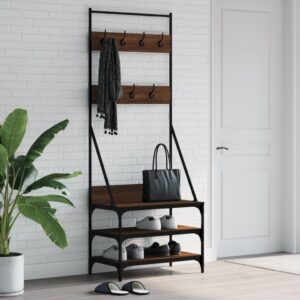 vidaXL tøjstativ med skoopbevaring 70x40x184 cm brun egetræsfarve