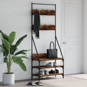vidaXL tøjstativ med skoopbevaring 72x34x184 cm røget egetræsfarve
