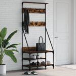 vidaXL tøjstativ med skoopbevaring 80x40x184 cm røget egetræsfarve