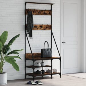 vidaXL tøjstativ med skoopbevaring 80x40x184 cm røget egetræsfarve