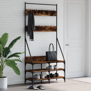 vidaXL tøjstativ med skoopbevaring 90x34x184 cm røget egetræsfarve