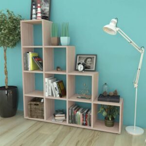 vidaXL trappeformet bogreol/displayhylde 142 cm egetræsfarve