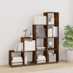 vidaXL trappereol 142 cm konstrueret træ røget egetræsfarve - Kategori: Egetræshylder til hjemmet 4 vidaXL trappereol 142 cm konstrueret træ røget egetræsfarve