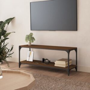 vidaXL tv-bord 100x33x41 cm konstrueret træ og stål brun egetræsfarve