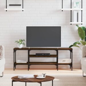 vidaXL tv-bord 121x35x45 cm konstrueret træ og jern brun egetræsfarve