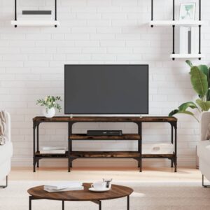 vidaXL tv-bord 121x35x45 cm konstrueret træ og jern røget egetræsfarve
