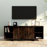 vidaXL tv-bord 130x35x50 cm konstrueret træ røget egetræsfarve - Kategori: Egetræshylder til hjemmet 4 vidaXL tv-bord 130x35x50 cm konstrueret træ røget egetræsfarve