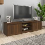 vidaXL tv-bord 140x40x35,5 cm konstrueret træ brun egetræsfarve - Kategori: Egetræshylder til hjemmet 4 vidaXL tv-bord 140x40x35,5 cm konstrueret træ brun egetræsfarve