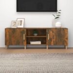 vidaXL tv-bord 150x30x50 cm konstrueret træ røget egetræsfarve - Kategori: Egetræshylder til hjemmet 4 vidaXL tv-bord 150x30x50 cm konstrueret træ røget egetræsfarve