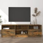 vidaXL tv-bord 150×33,5×45 cm konstrueret træ røget egetræsfarve - Kategori: Egetræshylder til hjemmet 4 vidaXL tv-bord 150x33,5x45 cm konstrueret træ røget egetræsfarve