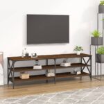 vidaXL tv-bord 160x40x50 cm konstrueret træ brun egetræsfarve - Kategori: Egetræshylder til hjemmet 4 vidaXL tv-bord 160x40x50 cm konstrueret træ brun egetræsfarve