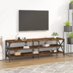 vidaXL tv-bord 160x40x50 cm konstrueret træ røget egetræsfarve - Kategori: Egetræshylder til hjemmet 4 vidaXL tv-bord 160x40x50 cm konstrueret træ røget egetræsfarve