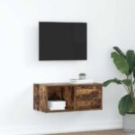 vidaXL tv-bord 60x31x25,5 cm konstrueret træ røget egetræsfarve - Kategori: Egetræshylder til hjemmet 4 vidaXL tv-bord 60x31x25,5 cm konstrueret træ røget egetræsfarve