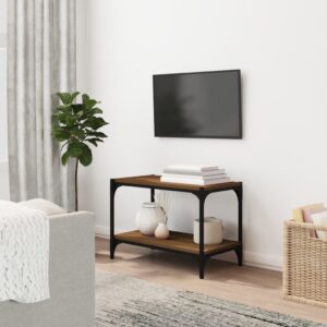 vidaXL tv-bord 60x33x41 cm konstrueret træ og stål brun egetræsfarve