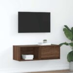 vidaXL tv-bord 80x31x25,5 cm konstrueret træ brun egetræsfarve - Kategori: Egetræshylder til hjemmet 4 vidaXL tv-bord 80x31x25,5 cm konstrueret træ brun egetræsfarve