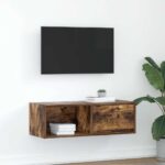 vidaXL tv-bord 80x31x25,5 cm konstrueret træ røget egetræsfarve