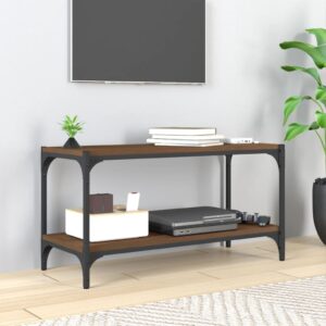 vidaXL tv-bord 80x33x41 cm konstrueret træ og stål brun egetræsfarve