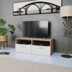 vidaXL tv-bord 95x35x36 cm konstrueret træ egetræsfarve og hvid
