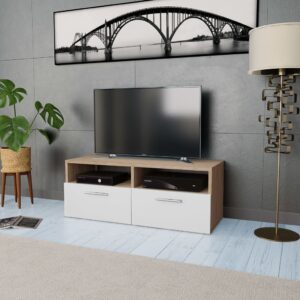 vidaXL tv-bord 95x35x36 cm konstrueret træ egetræsfarve og hvid