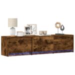 vidaXL tv-bord m. LED-lys 165x34x40 cm konstrueret træ røget eg - Kategori: Egetræshylder til hjemmet 4 vidaXL tv-bord m. LED-lys 165x34x40 cm konstrueret træ røget eg